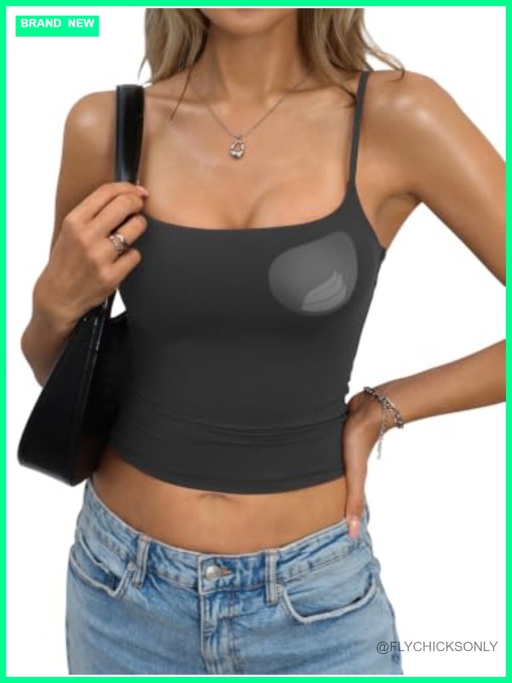 Double Lined Padded Crop Cami Top Spaghetti Strap Tank